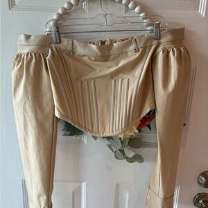 Maniere De Voir Cream Off-Shoulder Corset Top